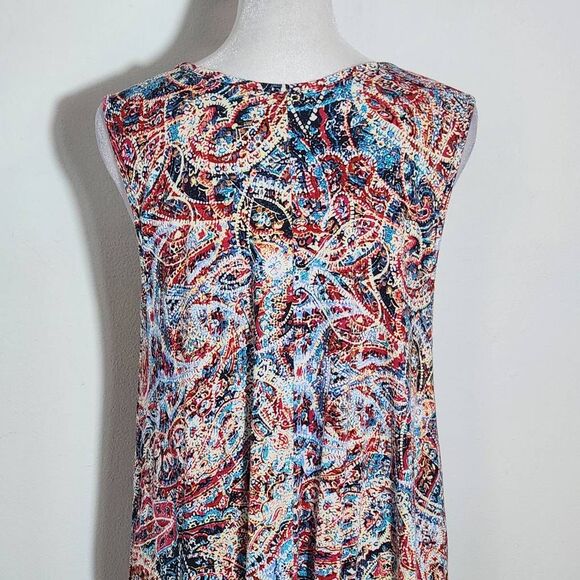 Cynthia Rowley Red and Blue Paisley Mini Shift Dress Size Medium Paisley Dress - Picture 6 of 10